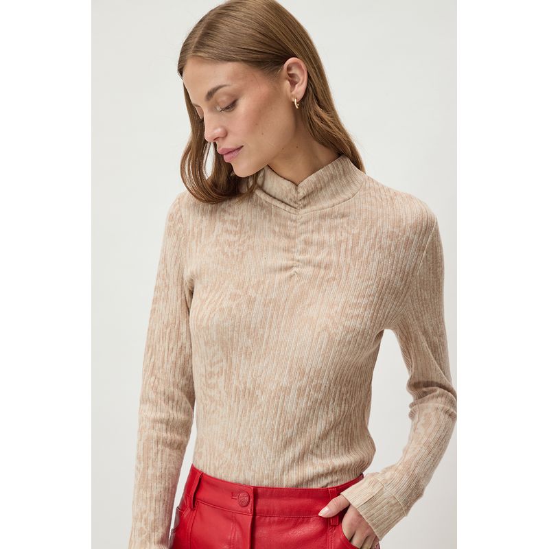 IO - Polera Manga Larga Avellana Mujer Io