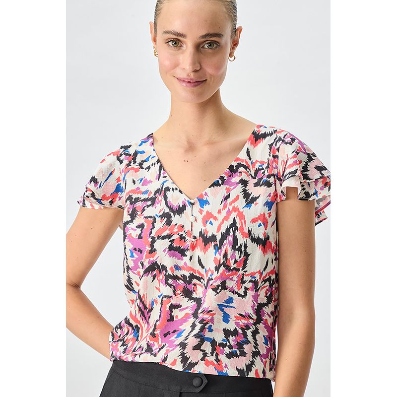 IO - Blusa Manga Corta Crudo Mujer Io