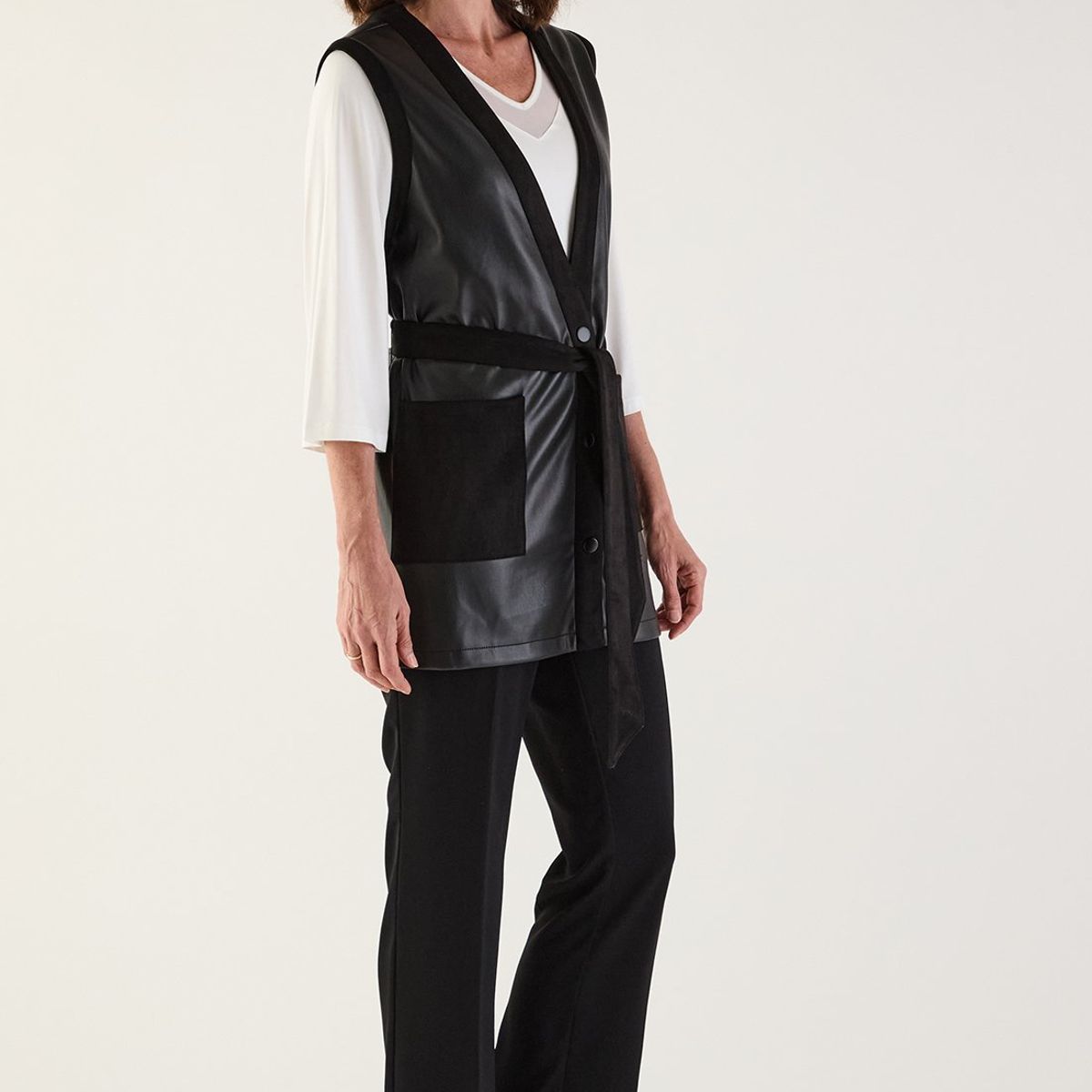 MA GRIFFE - Tapado Abierto Negro Mujer Magriffe