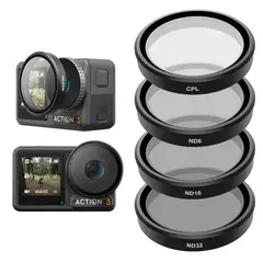 TELESIN - 4 Filtros para DJI Osmo Action 3/4/5 - CPL+ND8/16/32