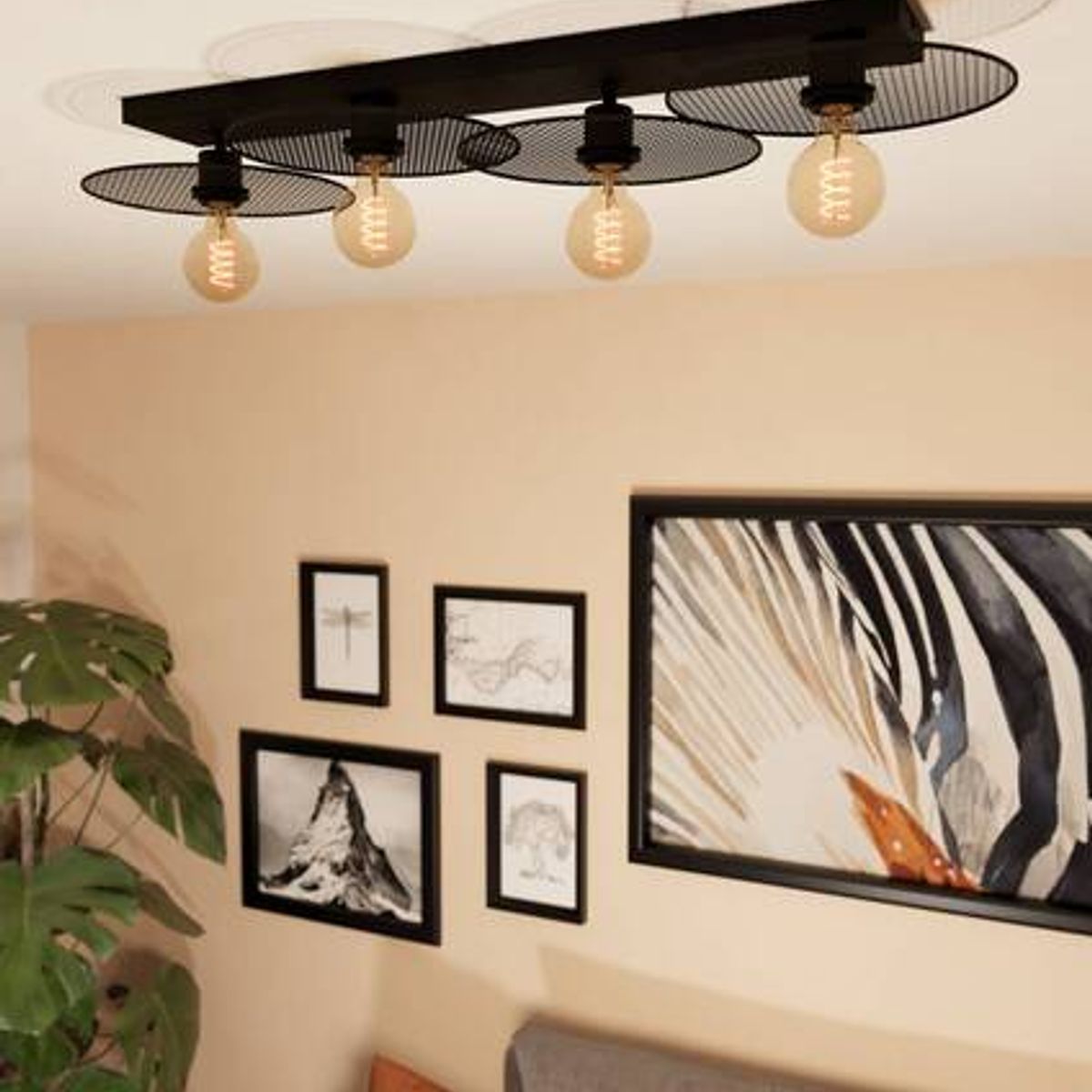 EGLO - Lámpara De Techo Ikeston Acero E27 4x40w IP20 Cod43729