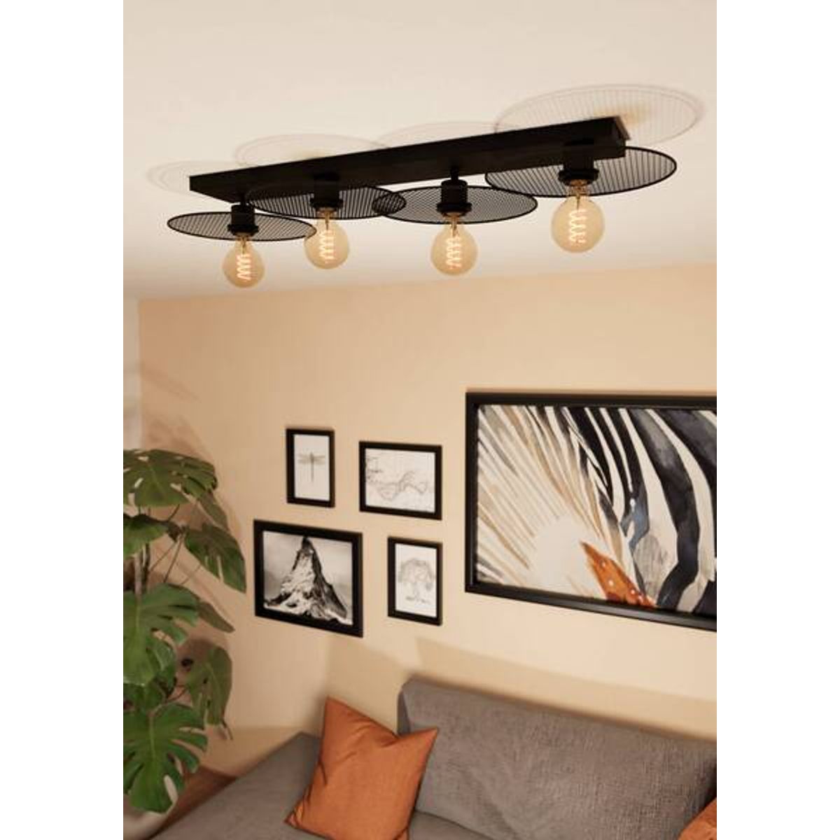 EGLO - Lámpara De Techo Ikeston Acero E27 4x40w IP20 Cod43729