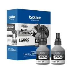 BROTHER - Botella de Tinta BTD60BK Negro 108ml Pack 2 unidades