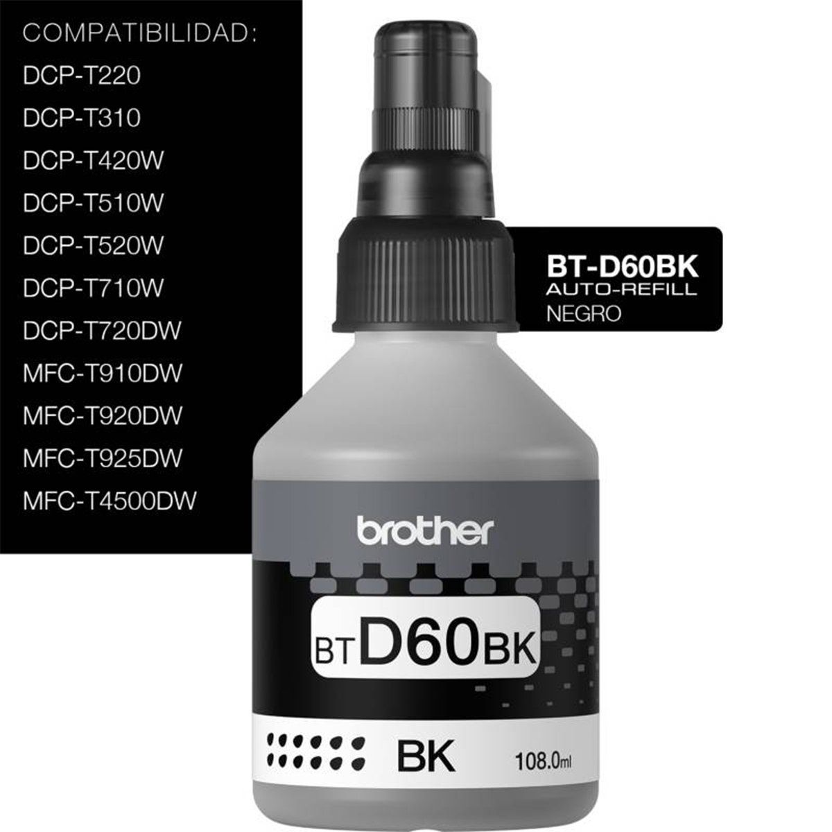 BROTHER - Botella de Tinta BTD60BK Negro 108ml Pack 2 unidades