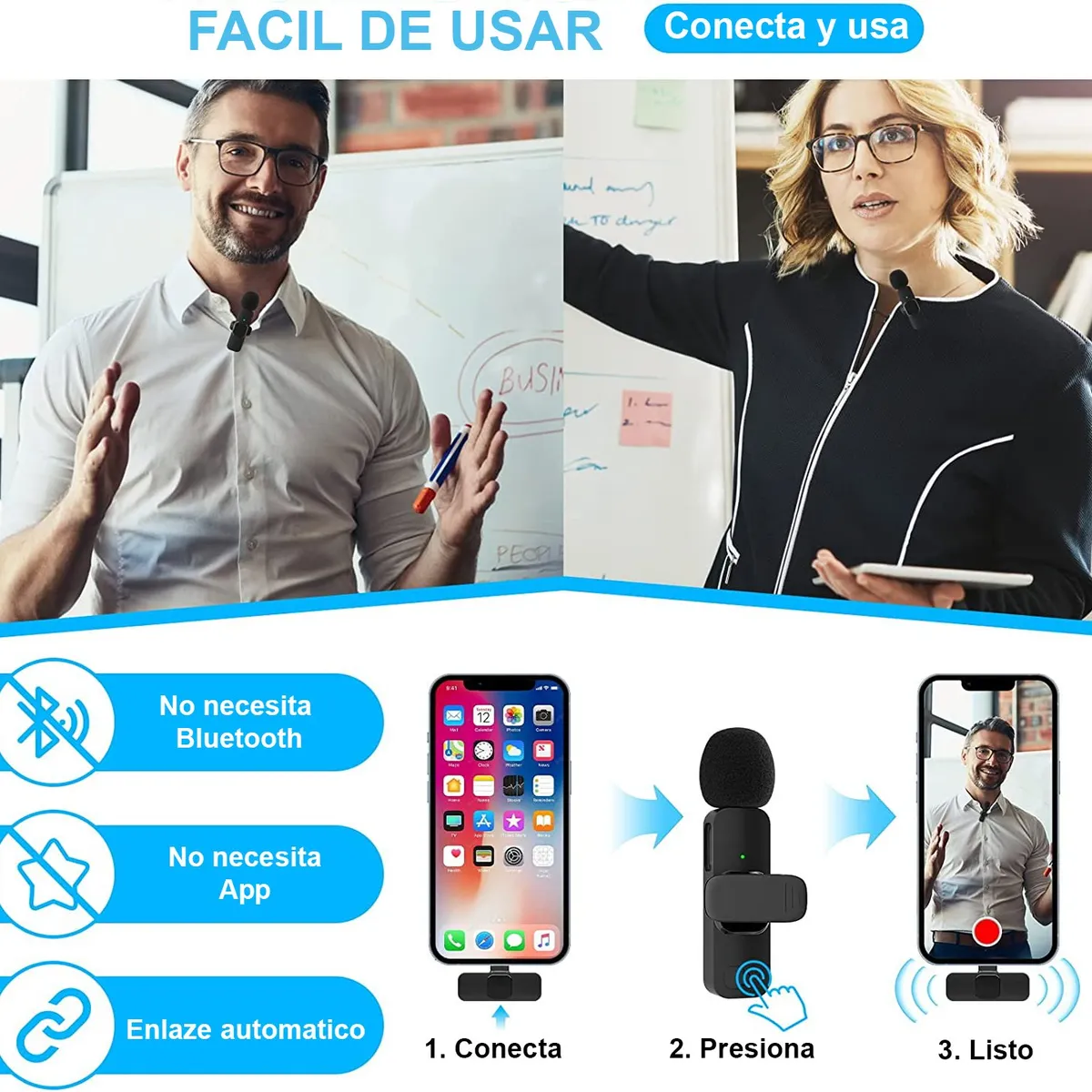 GENERICO - Microfono Inalambrico Para Android Microfono Lavalier Usb C