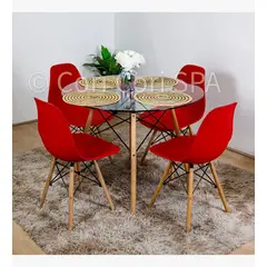 CORI CORI - Juego de Comedor Diamante 120cms + 4 Sillas Eames Rojo