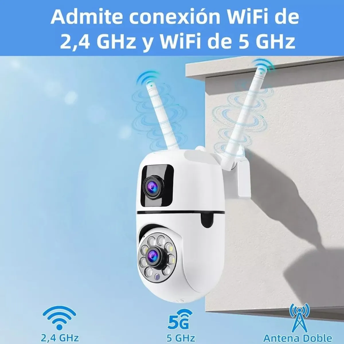 MUNDO MAGIA - Cámara De Seguridad Wifi Exterior 6mp 2 Lente Con Tf 32 Gb