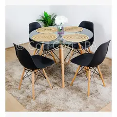 CORI CORI - Comedor Diamante 120cms + 4 Sillas Eames Negro