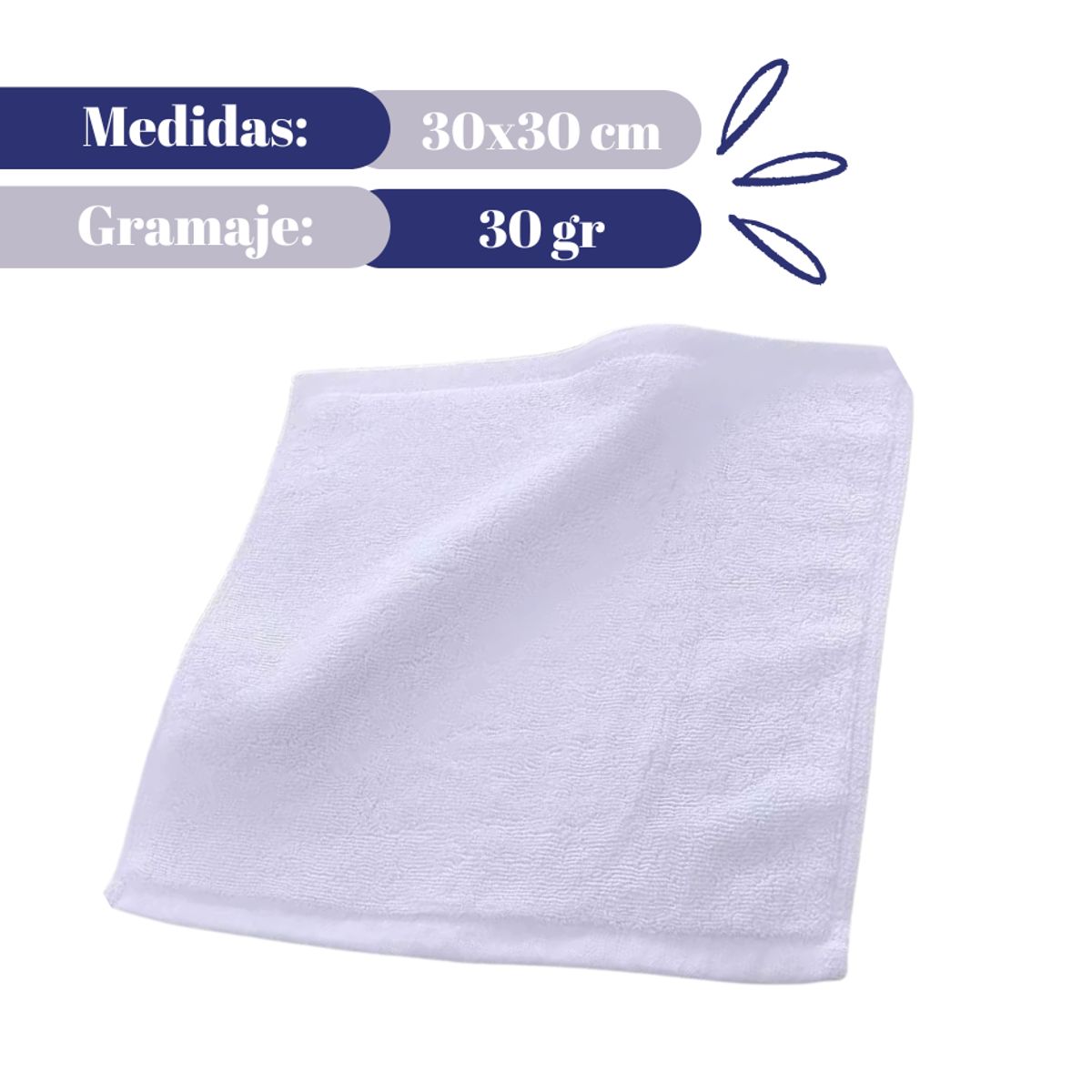 GENERICO - Pack 12 De Toallas Facial Cara Algodon Blanca Extra Suaves 25x25cm