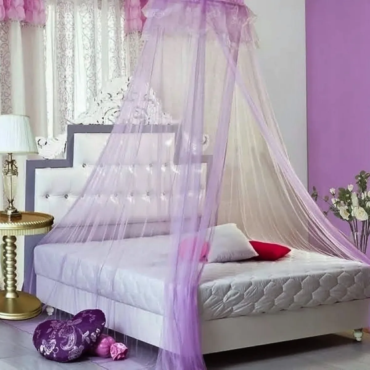 GENERICO - Malla Mosquitera Grande Abierta Para Cama 2 Plazas - Lila