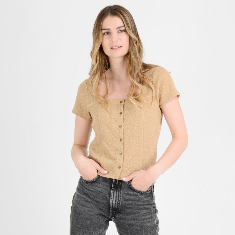 O'NEILL - POLERA MANGA CORTA JACKIE  BEIGE OSCURO