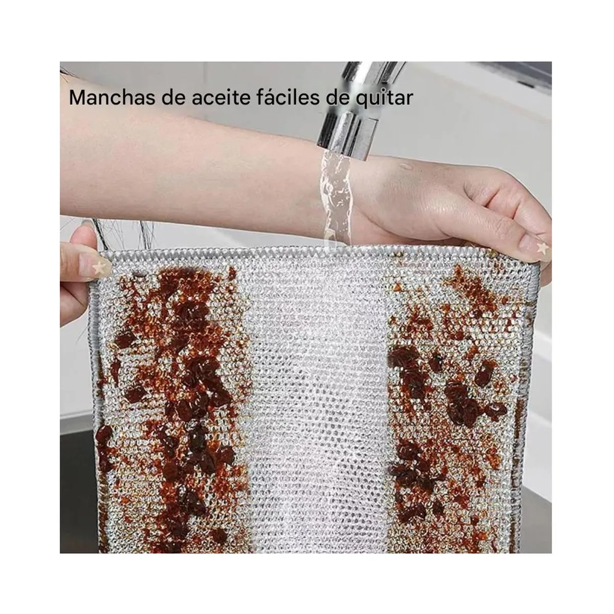 GENERICO - Paño Fibra Metálica Limpieza Reutilizable Cocina 30x30cm