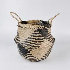PLANT ME - CANASTO DECORATIVO DE FIBRA NATURAL XL KENIA NEGRO