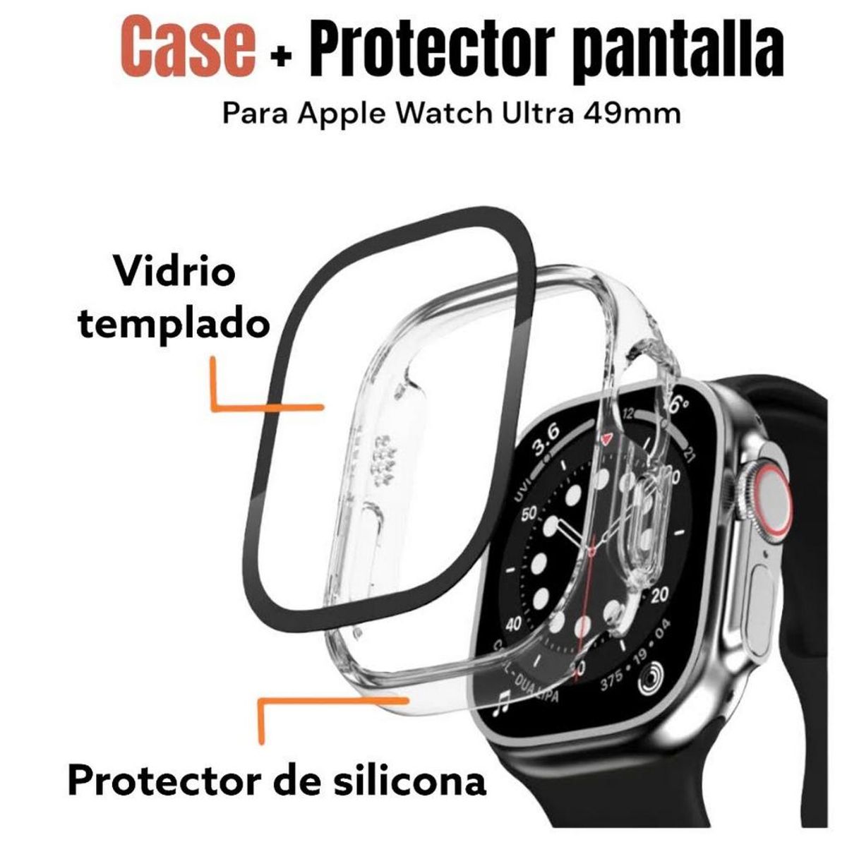 GAOR - Funda para Apple Watch Ultra 49mm case  de Marco + Lamina Vidrio - Transparente