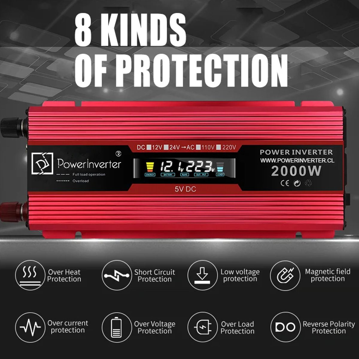 GENERICO - INVERSOR DE VOLTAJE 12VDC220VAC 1200W PRO X