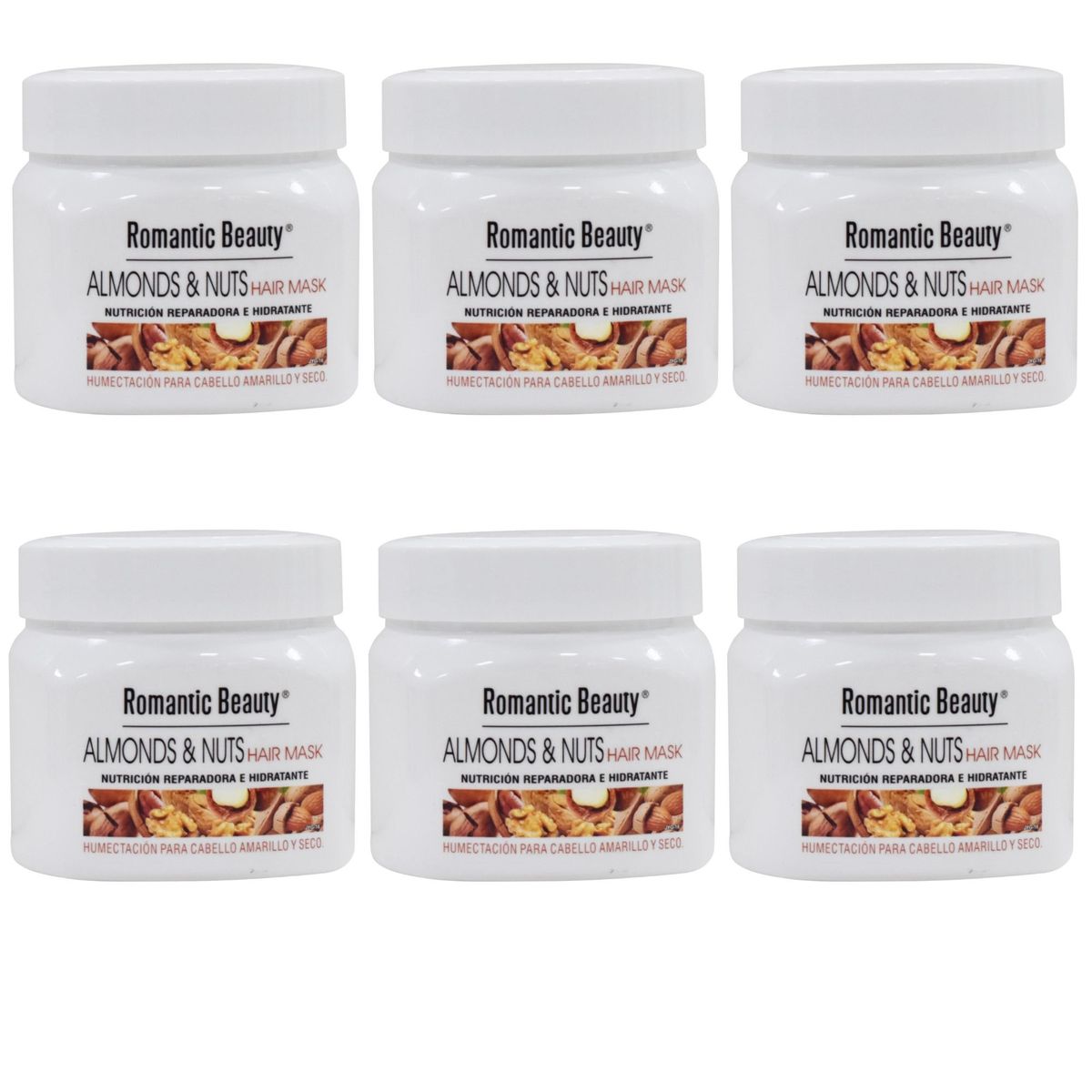 ROMANTIC BEAUTY - Pack de 6 Mascarillas capilares de humectación profunda 500gr