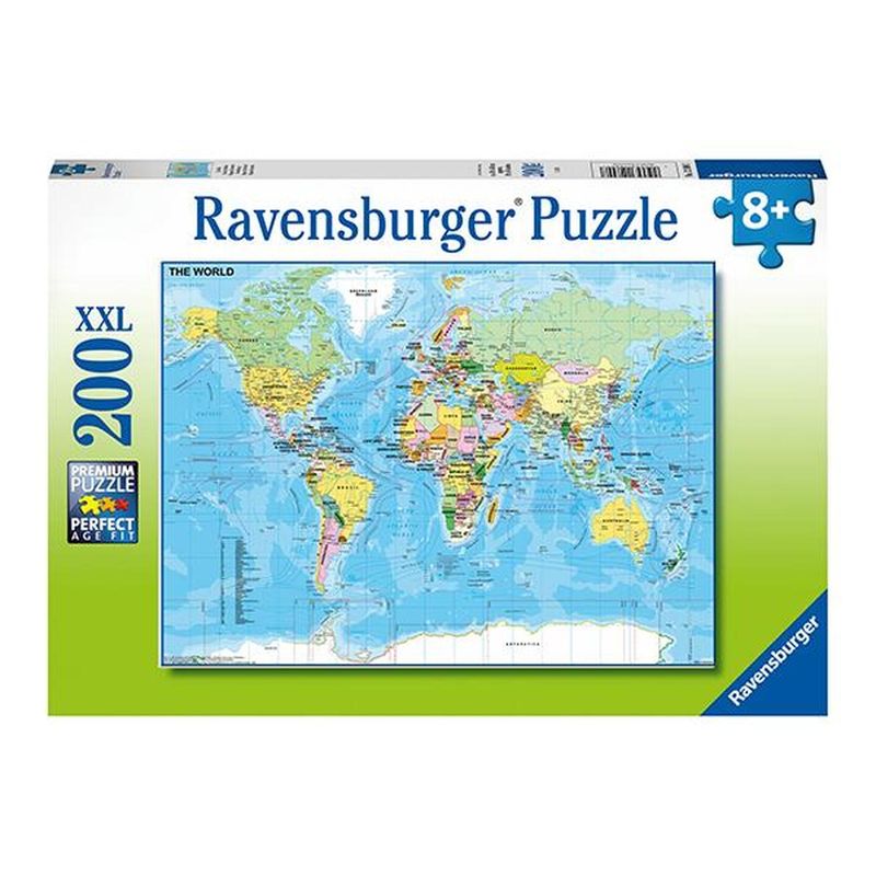 RAVENSBURGER - Puzzle XXL Mapa del mundo - 200 piezas