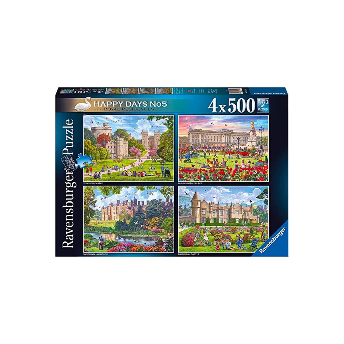RAVENSBURGER - Puzzle Días felices residencia real - 4x500 piezas