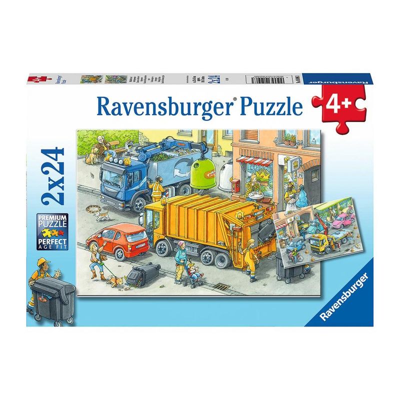 RAVENSBURGER - Puzzle Camiones y Grúas -2x24