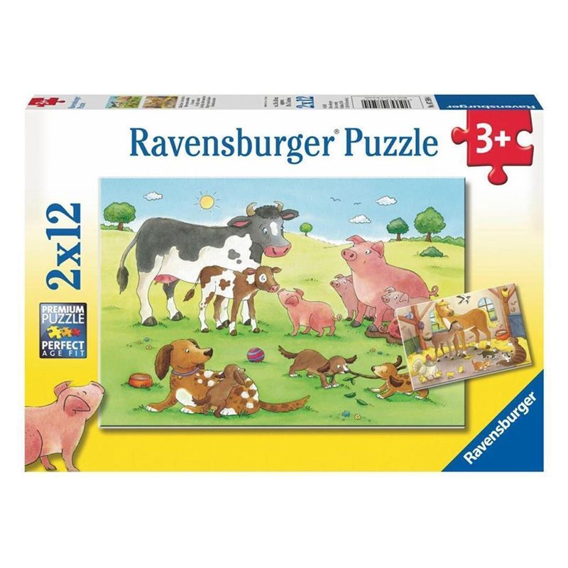 RAVENSBURGER - Puzzle Familias de animales - 2x12 Ravensburger