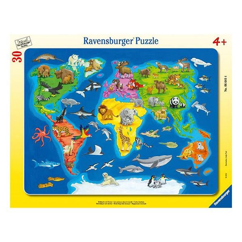 RAVENSBURGER - Puzzle enmarcado - Animales del mundo
