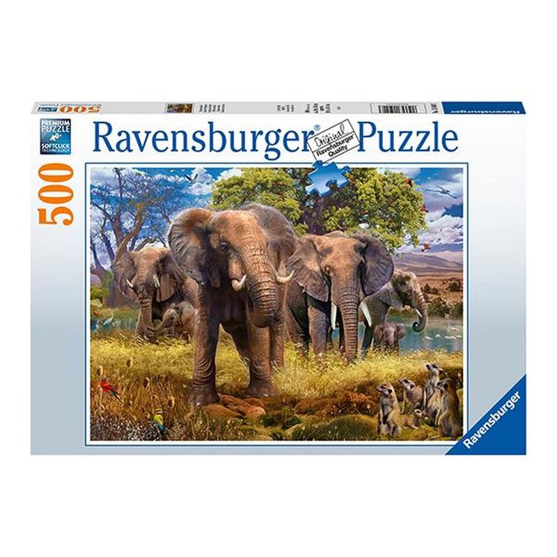RAVENSBURGER - Puzzle Familia de elefantes - 500 piezas