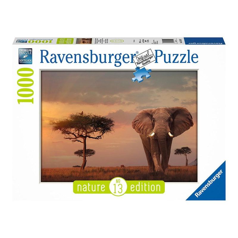 RAVENSBURGER - Puzzle Elefante en Masai Mara - 1000 piezas
