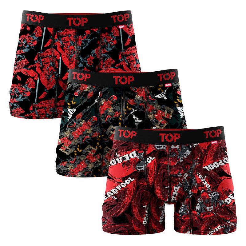 TOP - Bóxer Medio Marvel Algodón Pack 3 Deadpool C16 Top