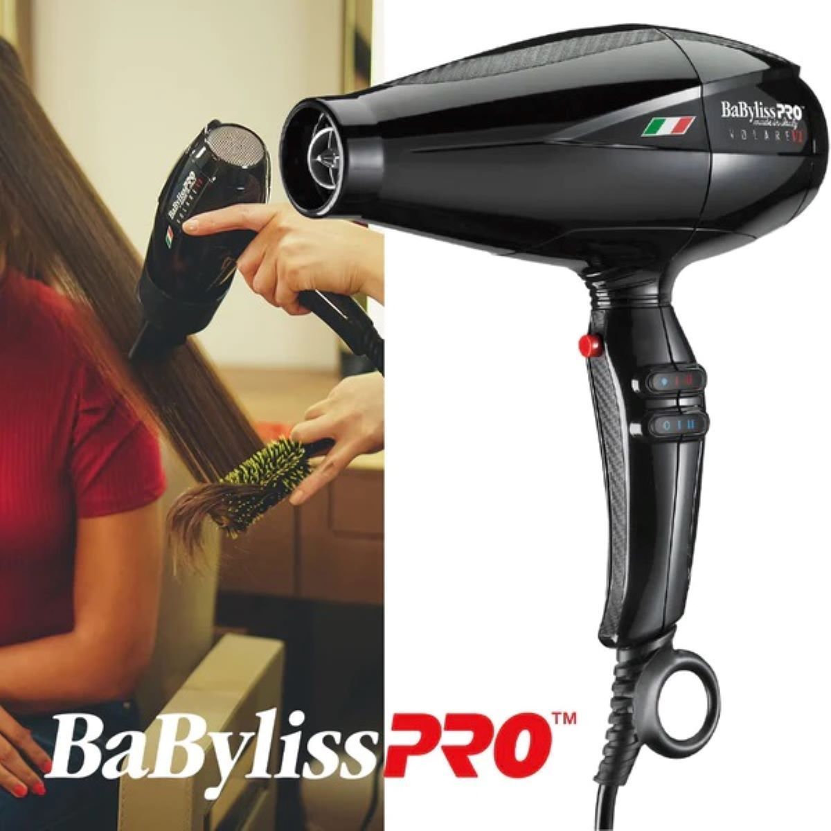 BABYLISS PRO - Secador Volare V1 Motor 6 Niveles Ferrari Babylisspro Negro