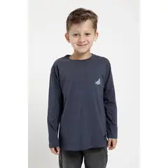 FROENS - Polera manga larga kids Oso flojo azul - Algodón orgánico