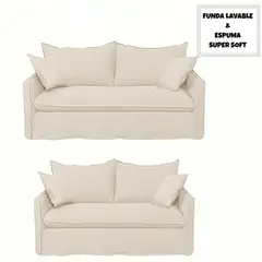GENERICO - SOFA 3 CUERPOS Y 2 CUERPOS BEIGE AMANDA