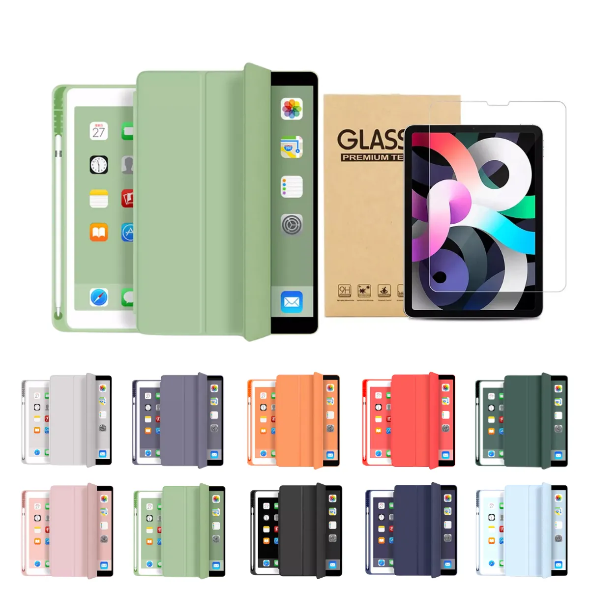 GENERICO - Fundas iPad Más Lámina De Vidrio Para iPad Mini 6-7 A17Pro - Verde M