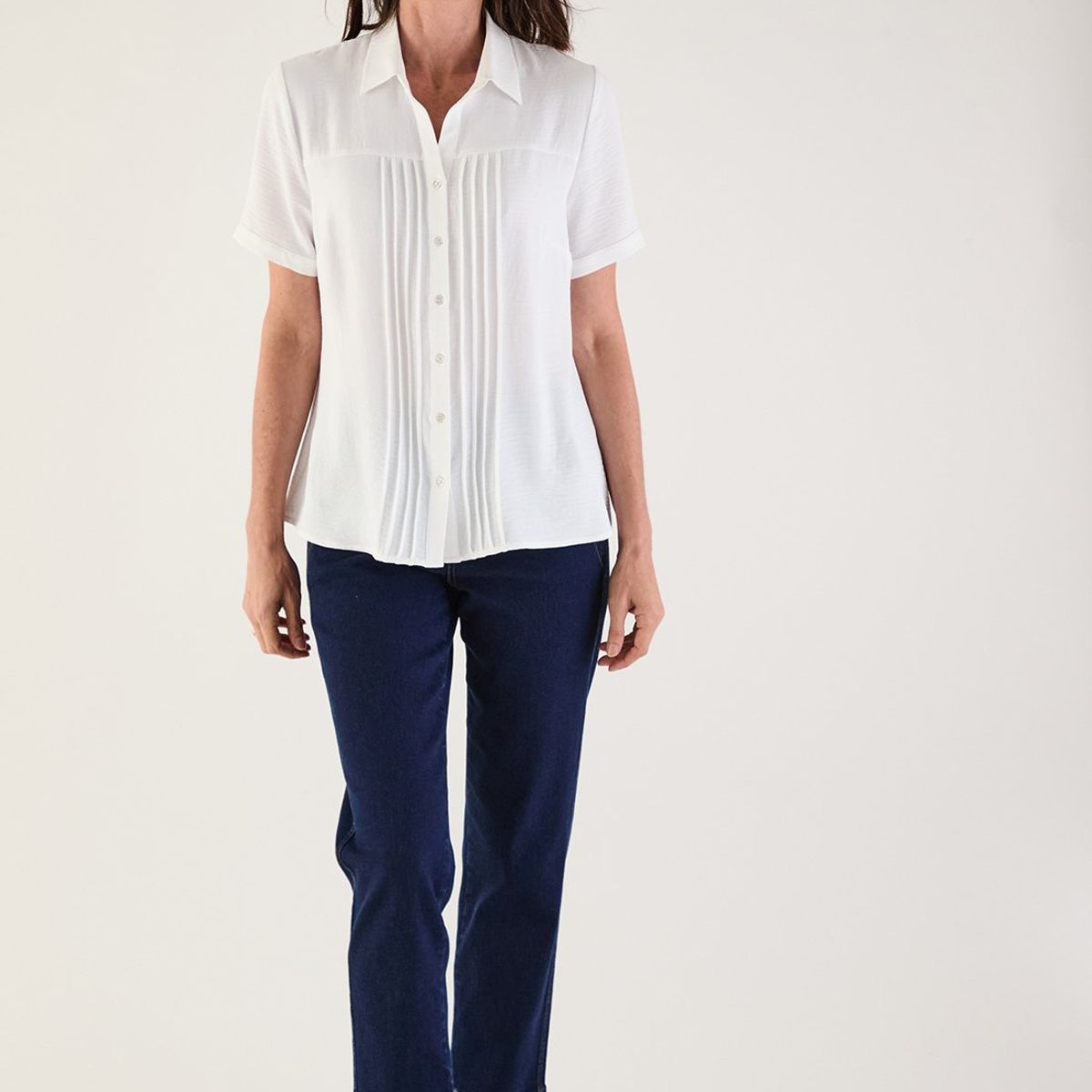 MA GRIFFE - Blusa Manga Corta Crudo Mujer Magriffe