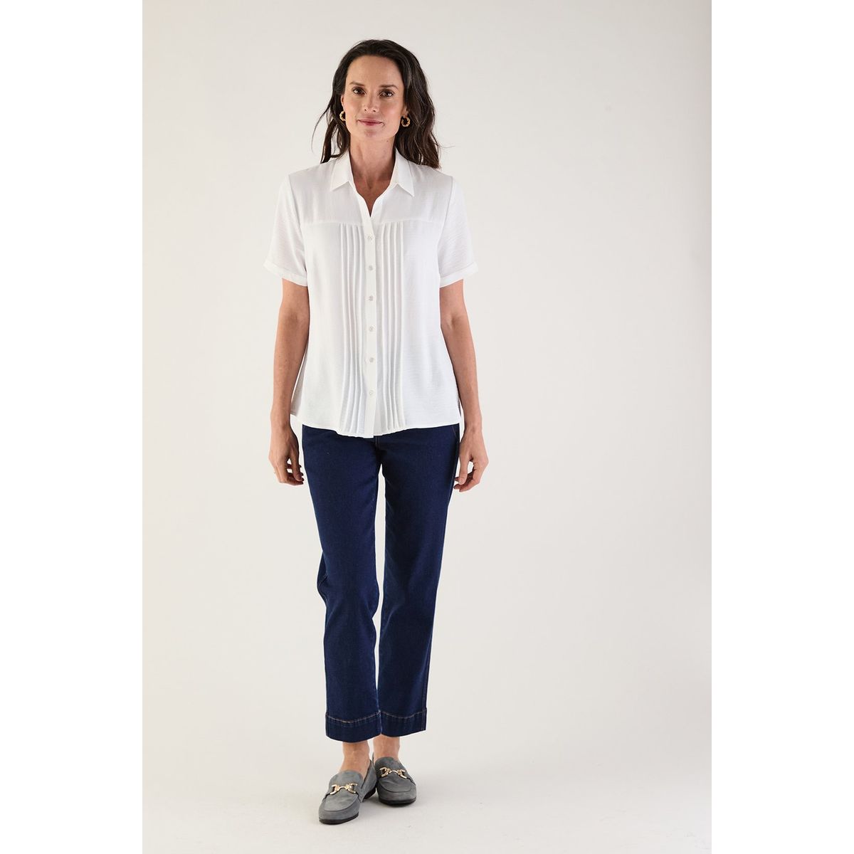 MA GRIFFE - Blusa Manga Corta Crudo Mujer Magriffe