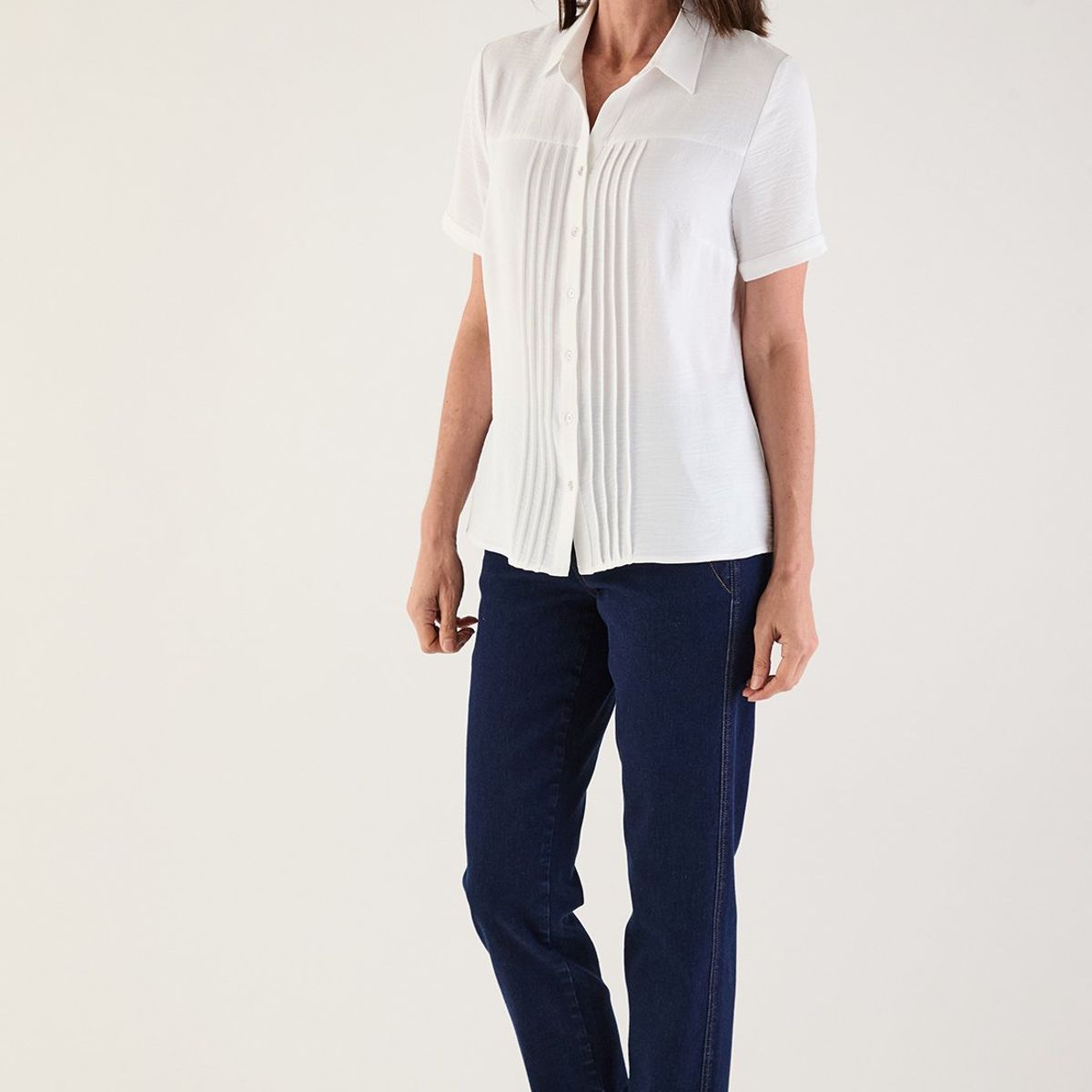 MA GRIFFE - Blusa Manga Corta Crudo Mujer Magriffe