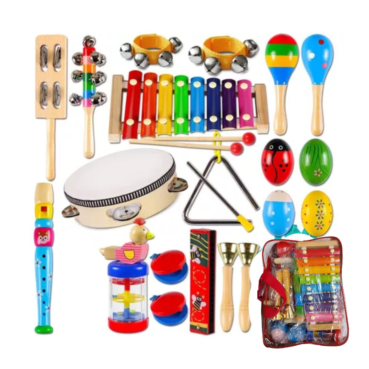 ARTIDIX - Set De Instrumentos Maleta Musical De Madera Niños