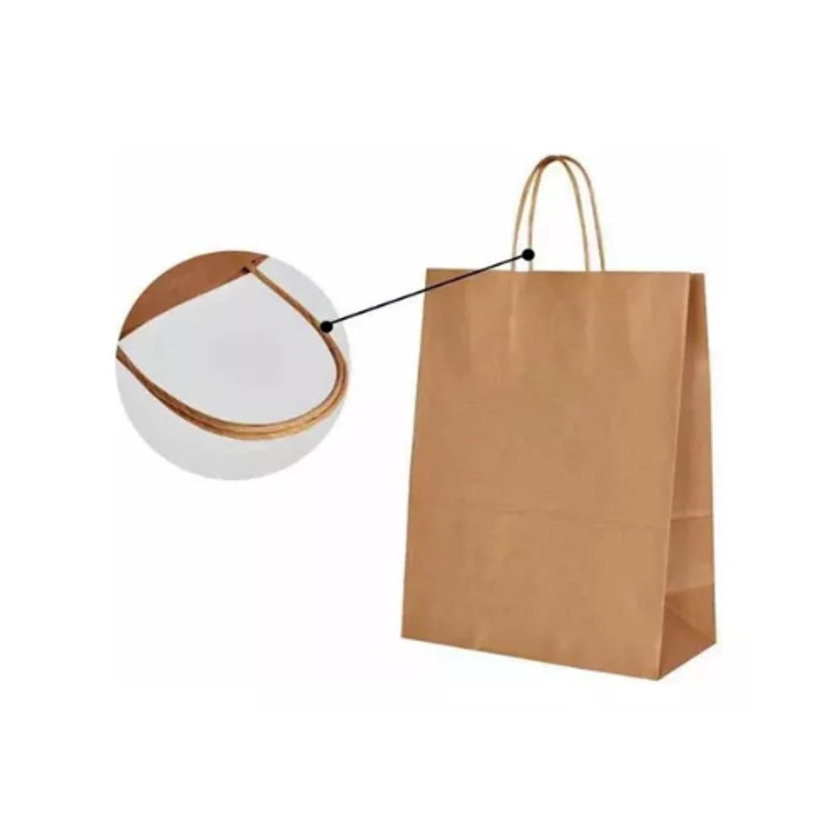 GENERICO - Bolsa Kraft 29x27x16cm Asas Manilla Pack 100 Unds