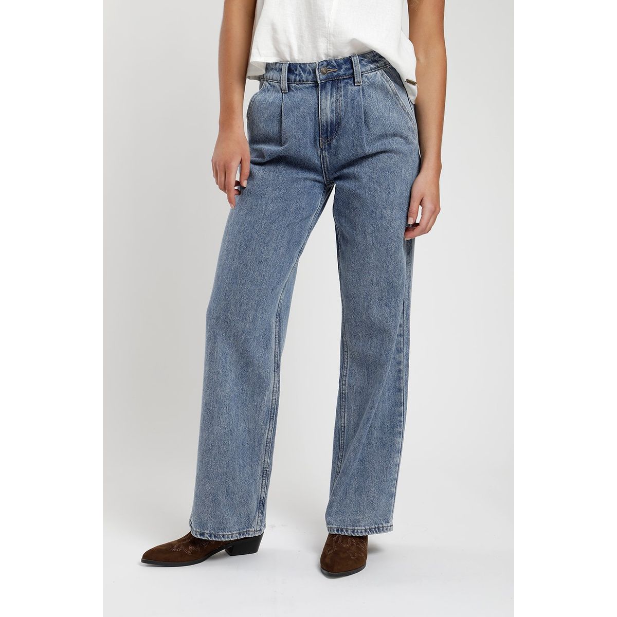 FROENS - Pantalón jeans pinzas mujer Froens