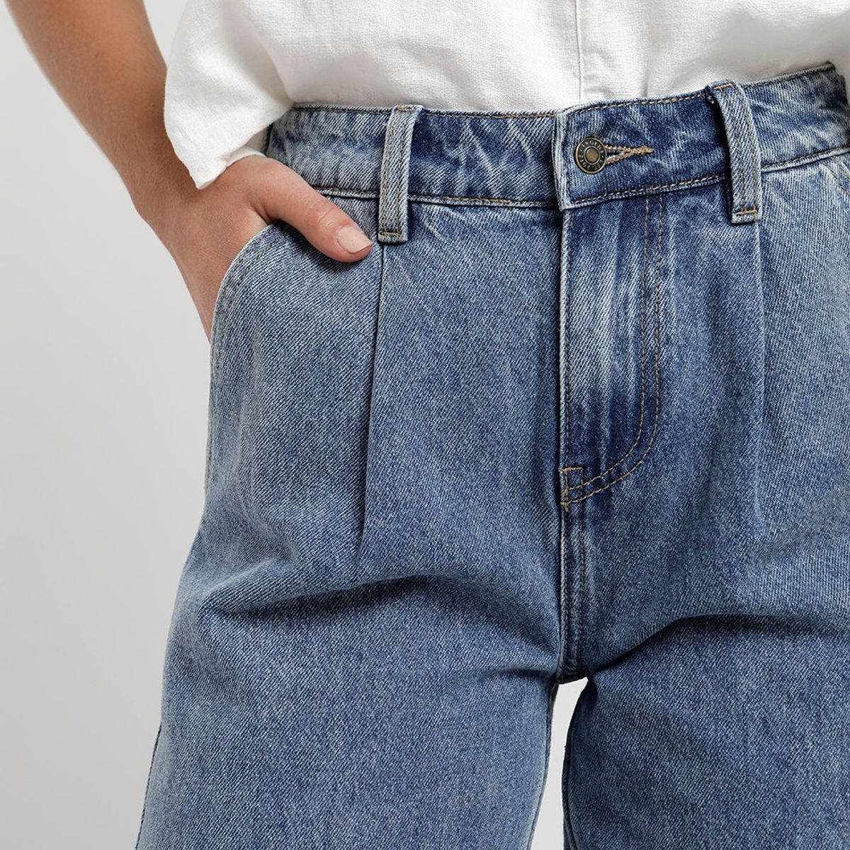 FROENS - Pantalón jeans pinzas mujer Froens