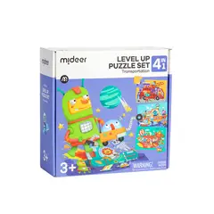 MIDEER - Puzzle progresivo 4 en 1 Medios de Transporte