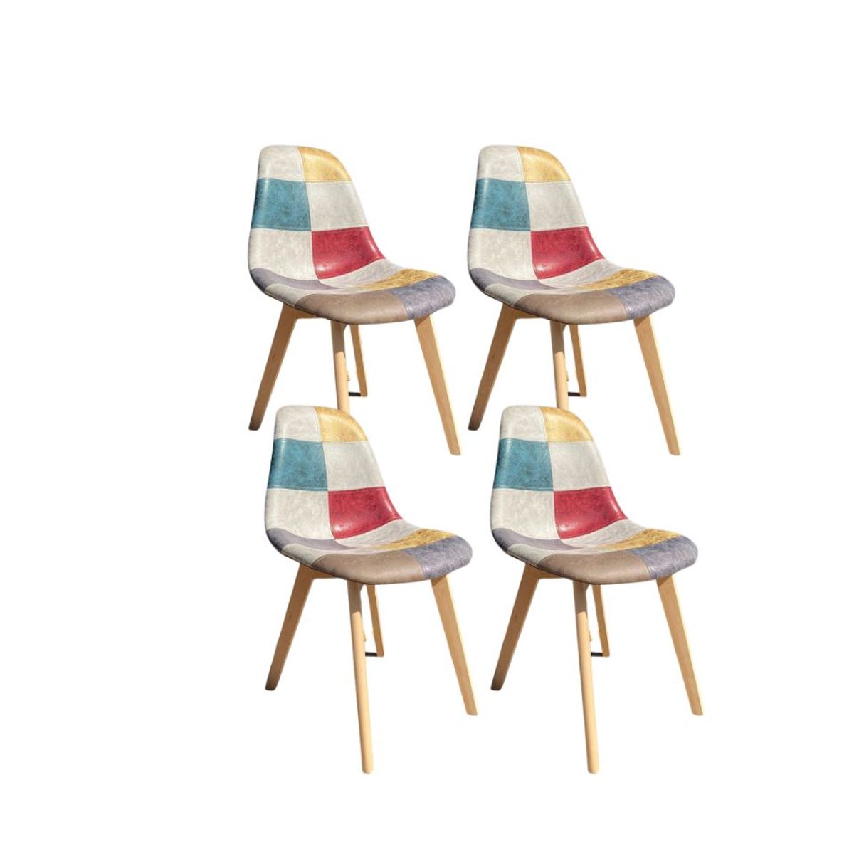 MOAD - Pack 4 Sillas Patchwork Da Vinci Patas de Madera Beige