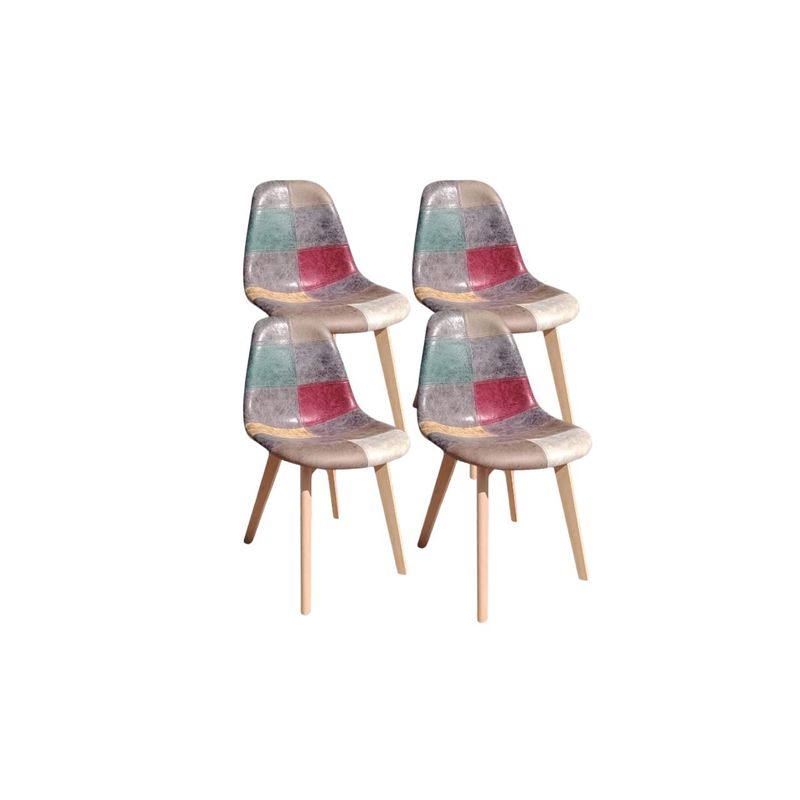 GENERICO - Pack 4 Sillas Patchwork Da Vinci Patas de Madera Gris