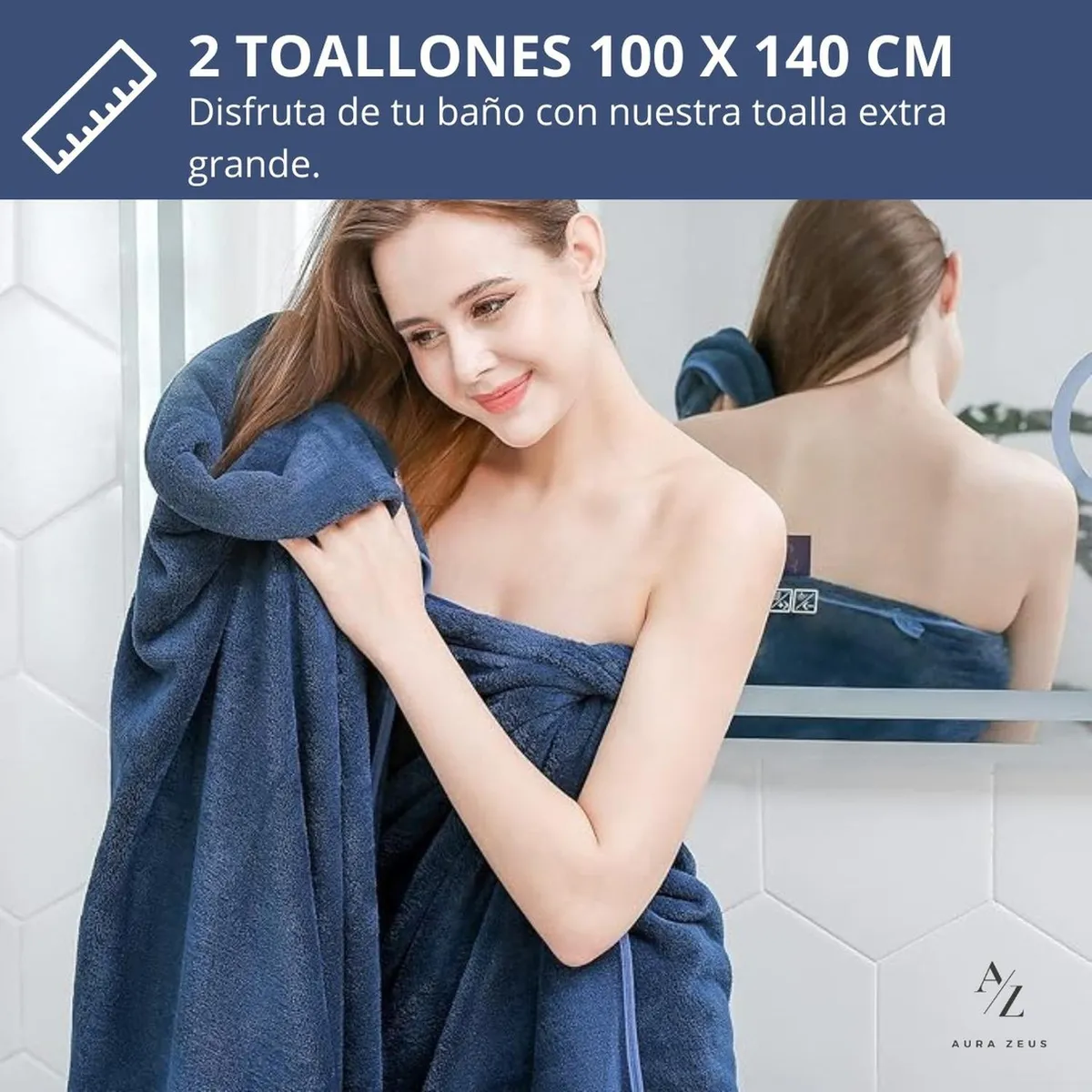 AZ AURAZEUS - Set De 2 Toallas Grande De Baño Toallon 100 x 140 Cm Microfibra Az