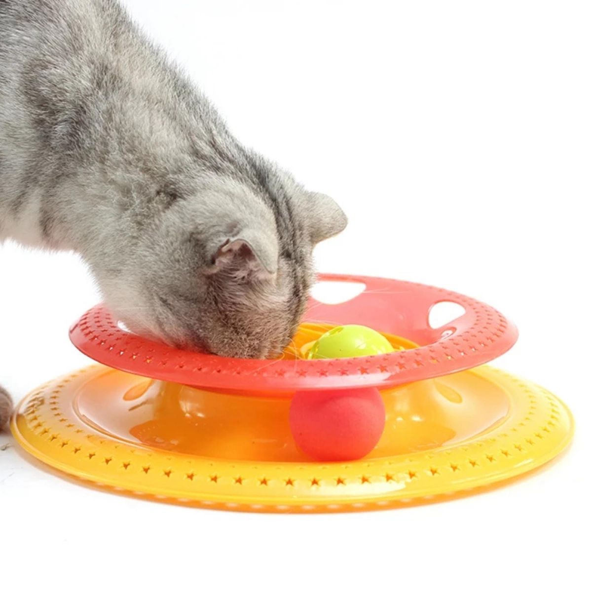GENERICO - Plato Tazon De Comida Para Gatos Antiansiedad Con Pelotas