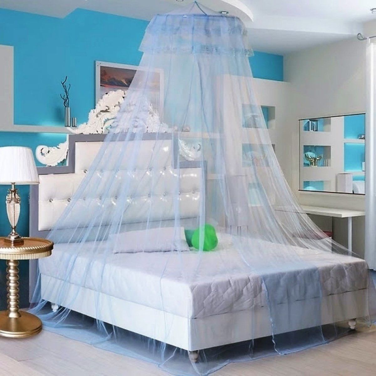 GENERICO - Malla Mosquitera Grande Abierta Para Cama 2 Plazas - Celeste