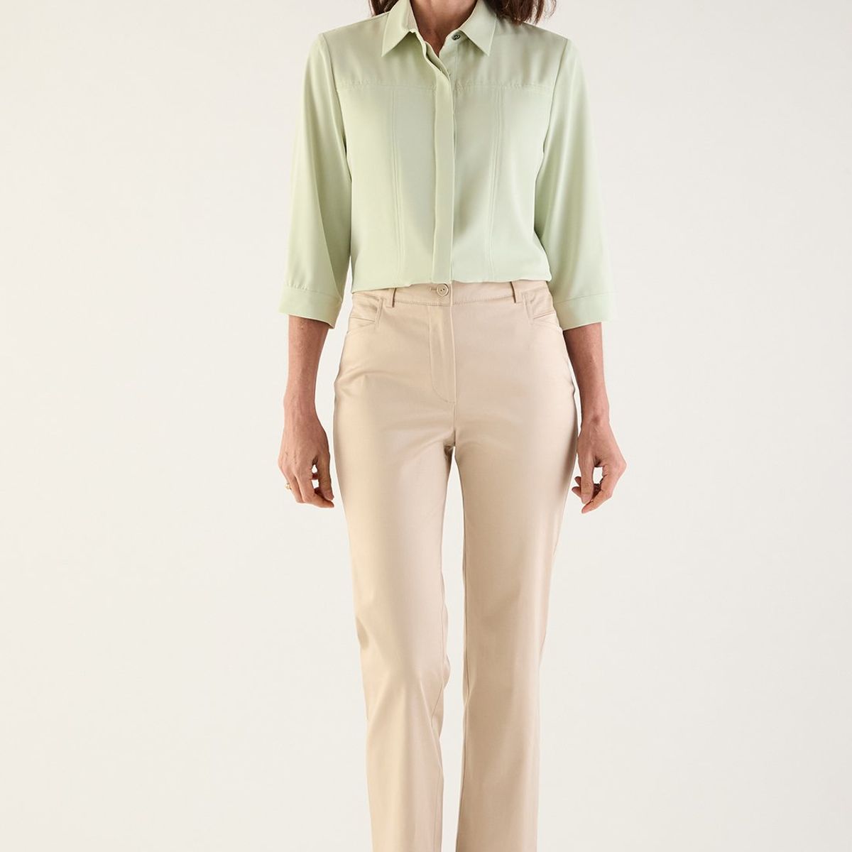 MA GRIFFE - Blusa Manga Larga Verde Agua Mujer Magriffe