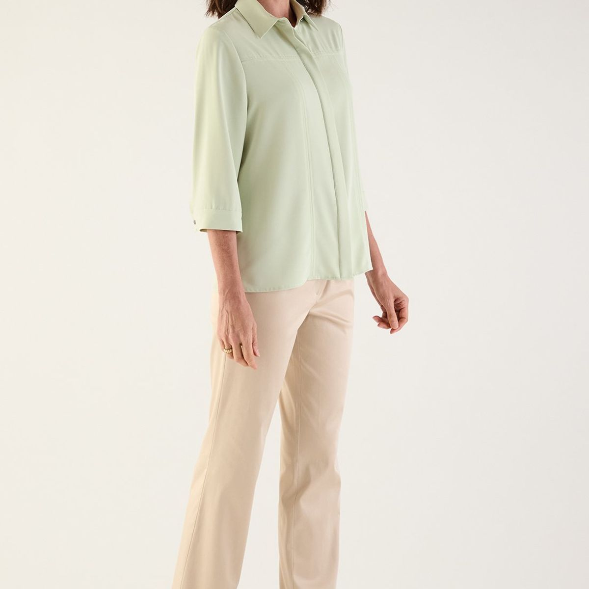 MA GRIFFE - Blusa Manga Larga Verde Agua Mujer Magriffe