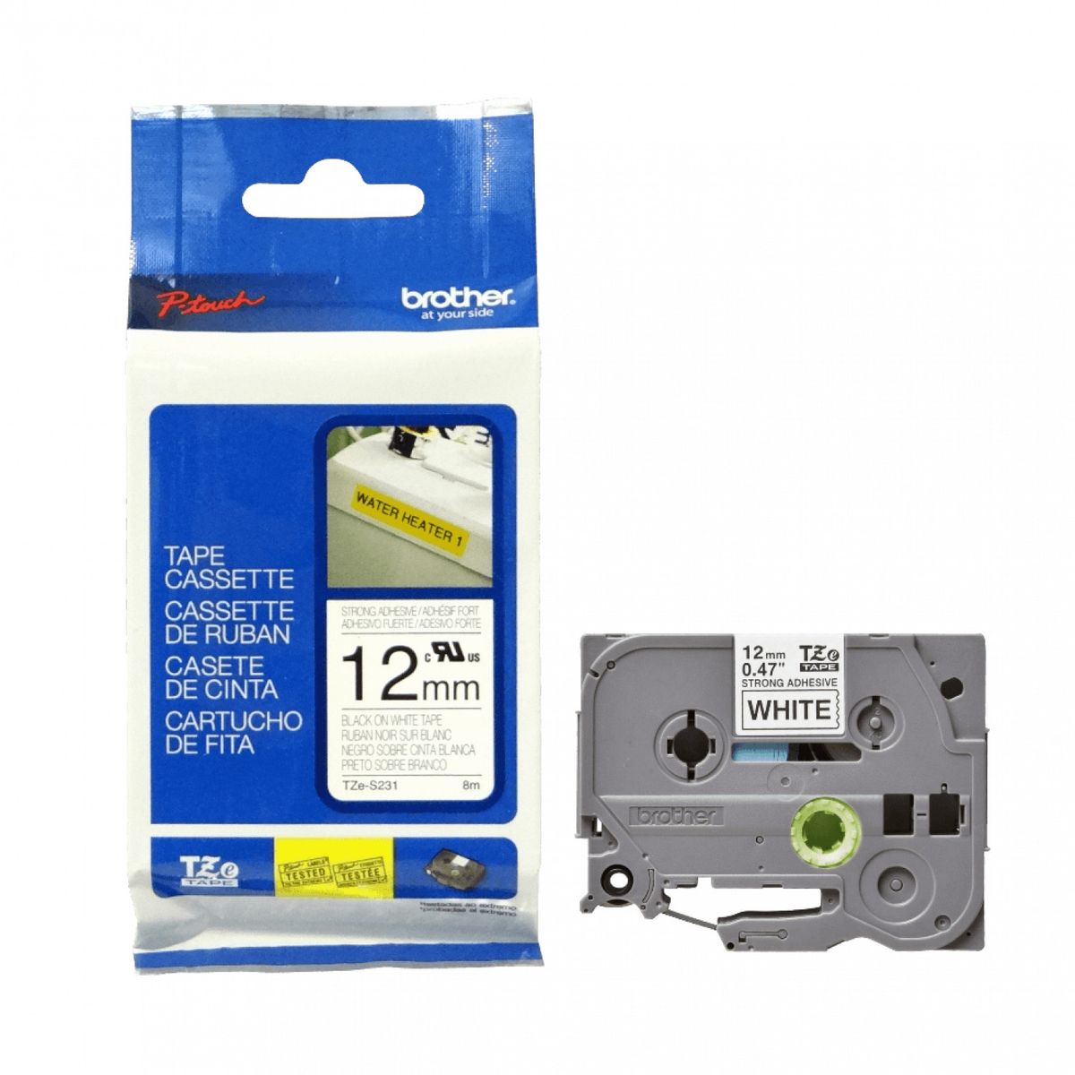 BROTHER - Cinta Etiquetadora TZE-S231 12mm Negro En Blanco