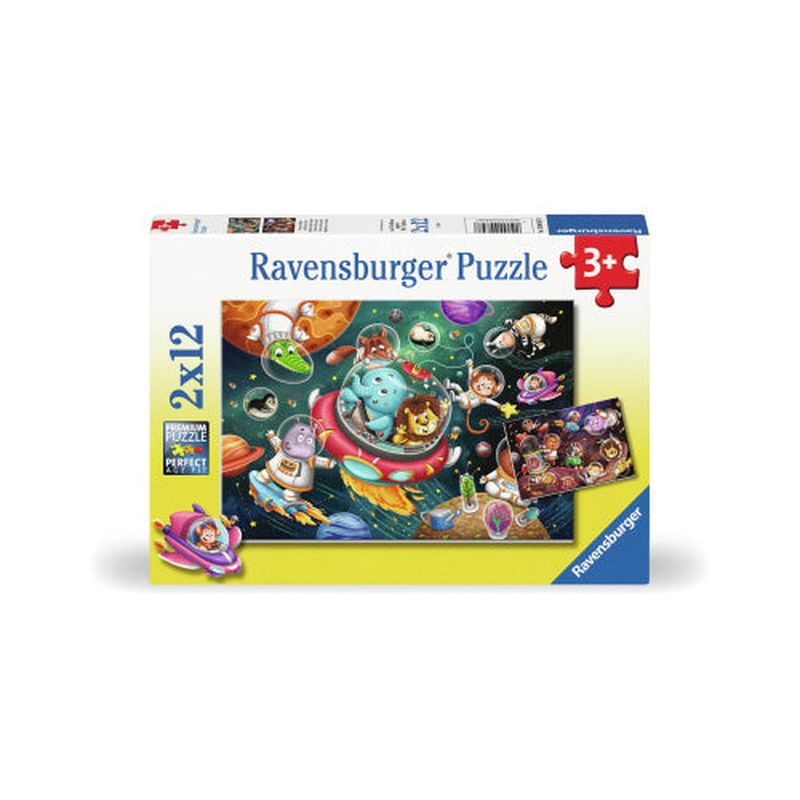 RAVENSBURGER - Puzzle Animales en el Espacio 2x12p