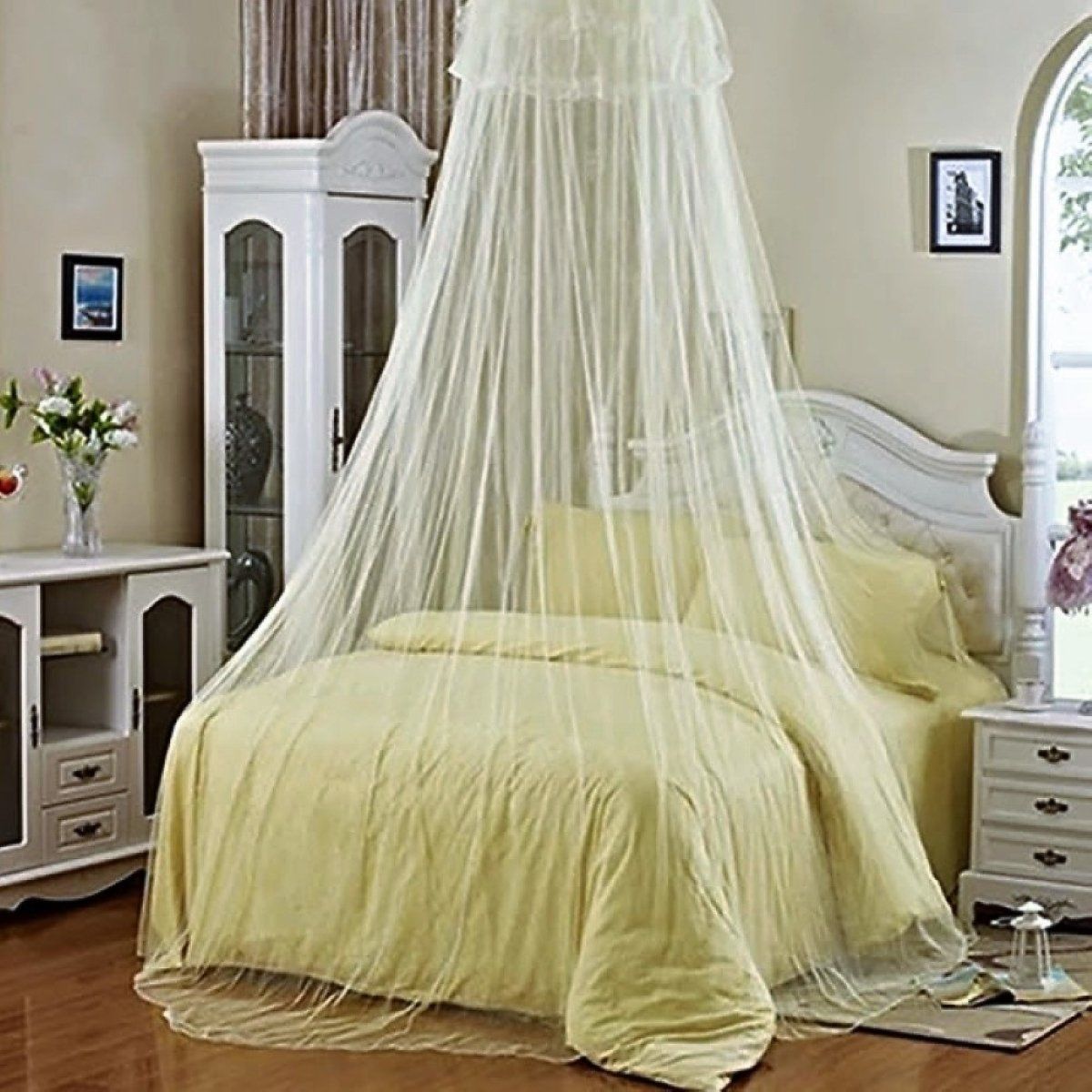 GENERICO - Malla Mosquitera Grande Abierta Para Cama 2 Plazas - Amarillo